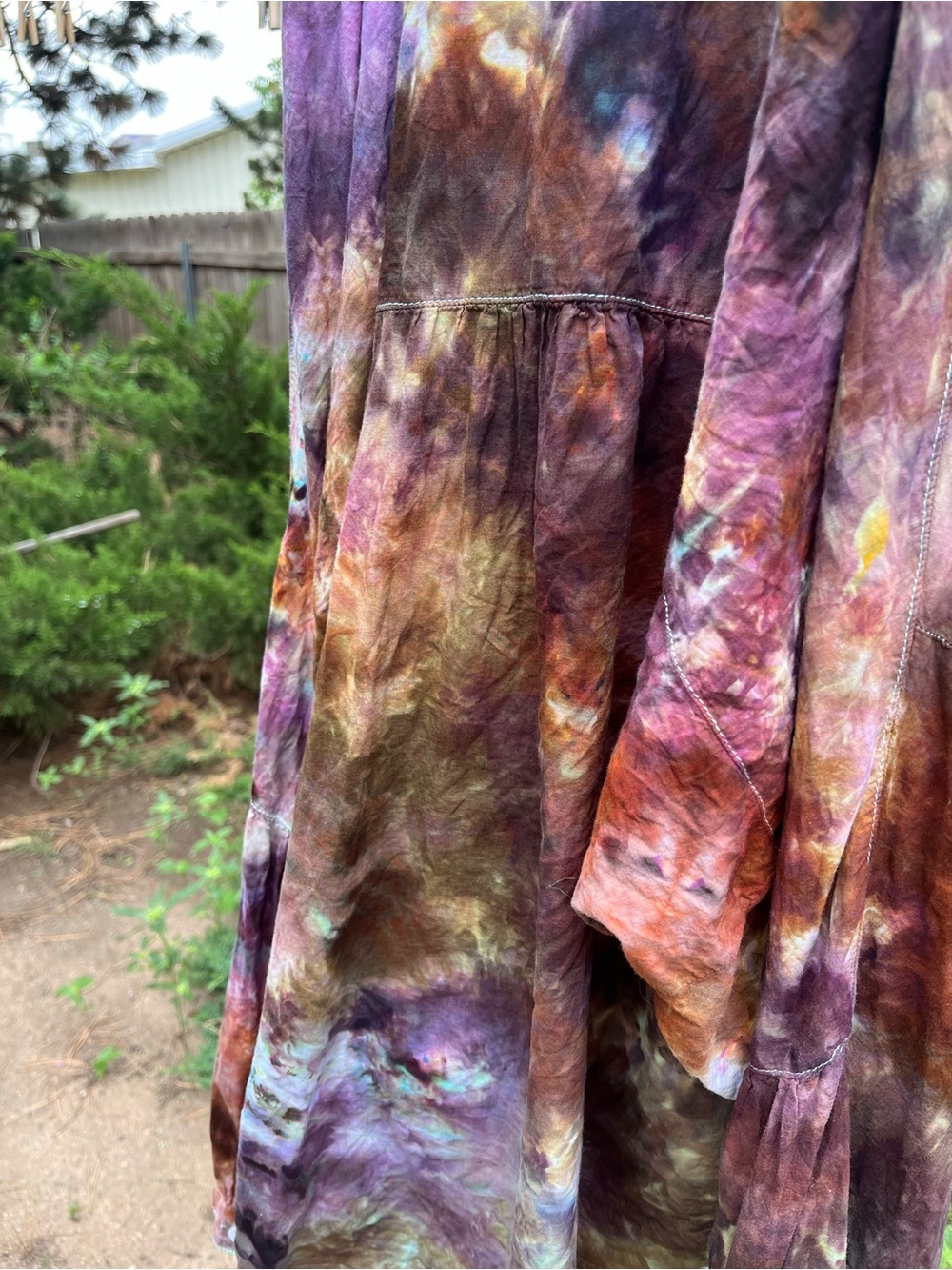 Up cycled Tie-Dye Button Up Women's Cotton blouse - Picture 2 of 5